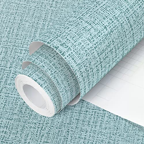 Teal Wallpaper Grasscloth Peel and Stick Wallpaper 17.7in x 118in - color: Teal, size: 17.7" x 118.1"