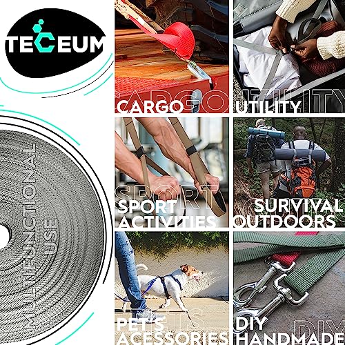 TECEUM Webbing Strap, 3/4" to 2", 10-50 Yds, Multi-Color Heavy Duty Tape - color: Light Gray, size: 1"- 10 yards