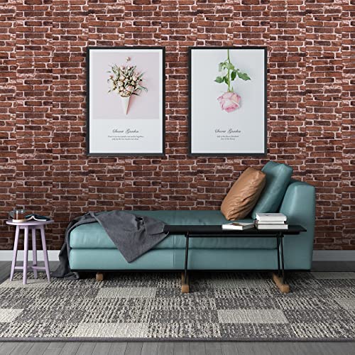 20PCS 3D Wall Panels Peel and Stick Foam 3D Brick Wallpaper Peel and Stick Red Faux Stone Wall Panel Self-Adhesive Wallpaper (20PCS, Red) - color: Red, size: 20PCS