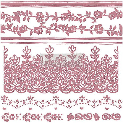 Redesign Decor Clear-Cling Stamps - Floral Borders for Wall Paint Wall Art Furniture Decorative nightstand Bed Side Stand Large Vanity Table Set Makeup Vanity Dressing Table Computer Desk