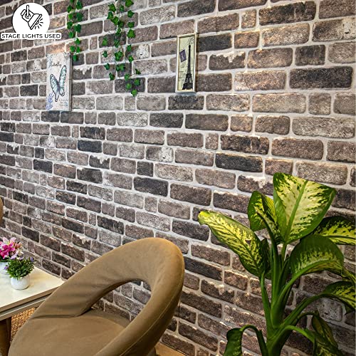 Dundee Deco 3D Wall Panels Faux Brick - Cladding, Grey Black Stone Look Wall Paneling, Styrofoam Facing for Living Room, Kitchen, Bathroom, Balcony, Bedroom, Set of 10, Covers 53 sq ft - color: Grey, Black