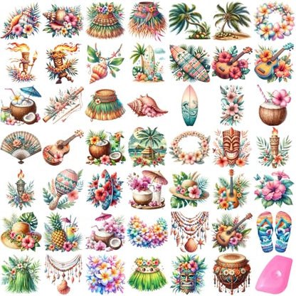 48 Sheets Rub on Transfers for Crafts and Furniture Rub on Transfer Stickers Decals for Wood,2.5 * 2.5inch (Hawaii Stickers) - style: Hawaii