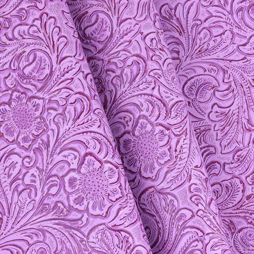 Solid Color Embossed Faux Leather Sheets 12 "x53 (30cm x 135cm) Embossed Texture Leather Fabric, Widely Used in Leather Earrings, Keychains, Sewing DIY Projects ﻿ (Purple) - color: Purple