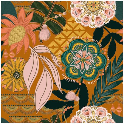 Floralplus Wallpaper Peel and Stick Renter Friendly Textured Wallpaper Boho - color: Orange