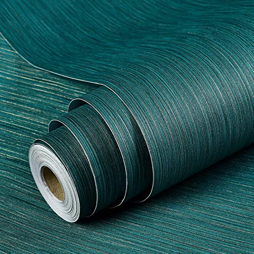 Haimin Grasscloth Wallpaper Textured 24inx393in Fabric Contact Paper - color: Green