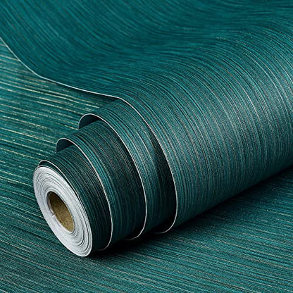 Haimin Grasscloth Wallpaper Textured 24inx393in Fabric Contact Paper - color: Green