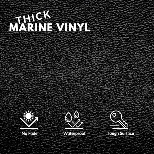 Marine Vinyl Fabric, Upholstery Faux Leather, Outdoor Boat Automotive, DIY and Crafting Pleather - Cut by The Yard (Black) - color: Black, size: Cut By The Yard