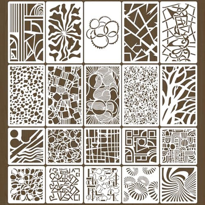 20 Pcs Abstract Texture Stencils Mixed Size Geometric Stencils for Painting Reusable Templates Featuring Bubbles Branches Stripes Swirls for Painting on Wall Decor Canvas DIY Projects - style: Style 1
