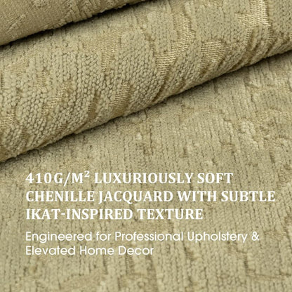 Foamma Francesca Chenille Jacquard Ikat Pattern Upholstery Fabric by The Yard - 55" Wide Soft Fabric Ideal for Accent Chairs, Throw Pillows, and Statement Upholstery - Lichen, 2 Yards - color: Lichen, size: 2 Yards