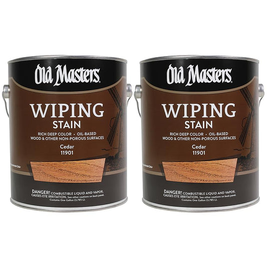 2 Pack of 1 gal Old Masters 11901 Cedar Old Masters Oil-Based Wiping Stain - color: Cedar, size: 1 Gallon