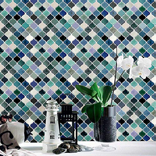 STICKGOO Arabesque Peel and Stick Backsplash Tile for Kitchen, Teal - color: Teal