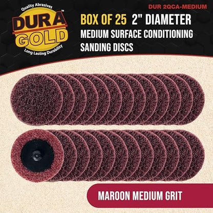 Dura-Gold 2" Diameter Surface Conditioning Discs Maroon Medium Sanding Grit - style: Medium