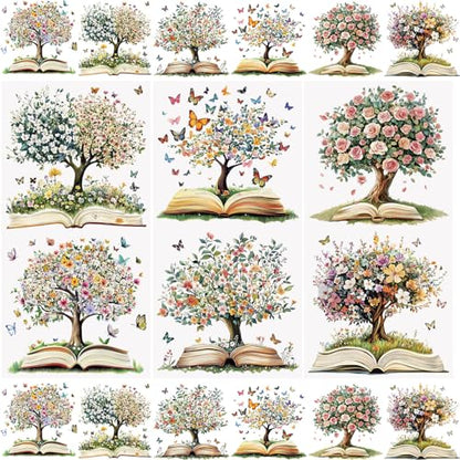 WANDIC 3 Sheets Rub on Transfer Stickers, Tree of Life Pattern Furniture Transfers Book Tree Butterfly Transfers Decal for Photo Albums Scrapbooking,15 * 30cm - color: Tree
