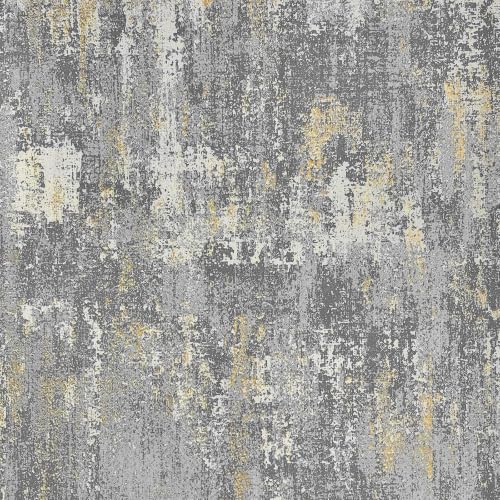 Grey and Gold Vintage Metallic Peel and Stick Wallpaper - color: Gray, size: 15.7" x 80"