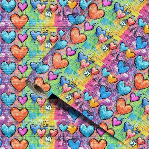 Wall Decal 78.7 x 15.7 in Heart Graffiti Peel and Stick - color: colorful0902