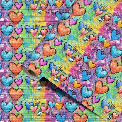 Wall Decal 78.7 x 15.7 in Heart Graffiti Peel and Stick - color: colorful0902