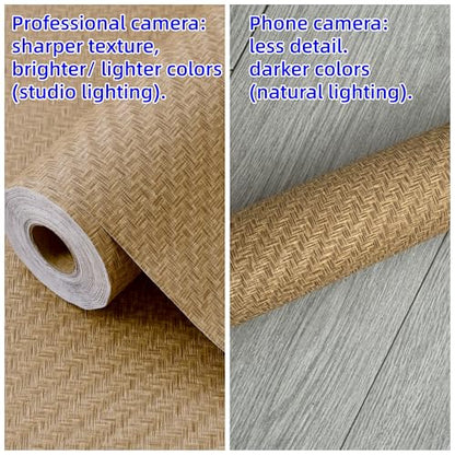 Haimin Fabric Wallpaper Textured Contact Paper Grasscloth Peel and Stick - color: Tan