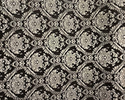 Damask Tapestry Chenille Fabric - Upholstery Fabric, 60" Width - Sold by The Yard (Black/Silver) - color: Black/Silver