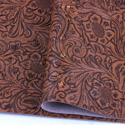 Solid Color Embossed Faux Leather Sheets 12 "x53 (30cm x 135cm) Embossed Texture Leather Fabric, Widely Used in Leather Earrings, Keychains, Sewing DIY Projects ﻿ (Brown) - color: Brown
