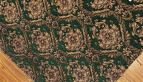Damask Tapestry Chenille Fabric - Upholstery Fabric, 60" Width - Sold by The Yard (Green/Gold) - color: Green/Gold