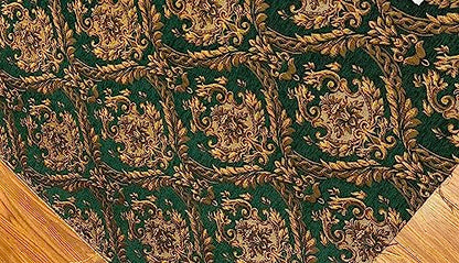 Damask Tapestry Chenille Fabric - Upholstery Fabric, 60" Width - Sold by The Yard (Green/Gold) - color: Green/Gold