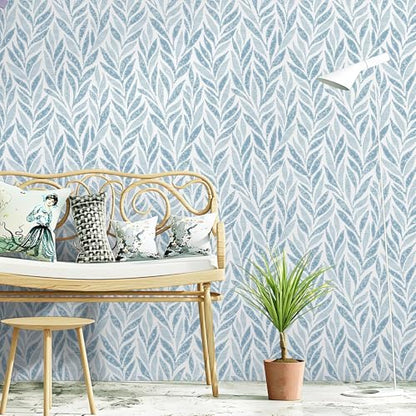Safiyya 787"x17.3" Blue Peel and Stick Wallpaper Boho Contact Paper Modern Stick on Wallpaper for Bathroom Adhesive Kitchen Wall Paper Vinyl Rolls - color: Blue, size: 17.3" x 787"