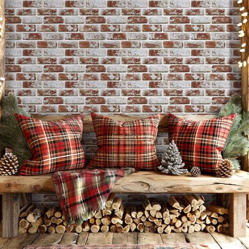Commomy Faux Brick Peel and Stick Thin PVC 10 Pcs 11.8" x 11.8",Red - color: Brick-YH
