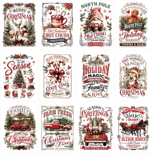 Christmas Rub on Transfers for Crafts, Slogan Iron on Furniture Decals - style: Christmas Slogan