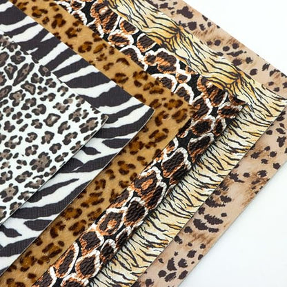 David accessories Metallic Leopard Zebra Pattern Printed Faux Leather Fabric Sheets 6 Pcs 7.7" x 12.9" (20 cm x 33 cm) Include 2 Kinds of Leather Fabric for DIY Bows Earrings (Leopard Printed Set)
