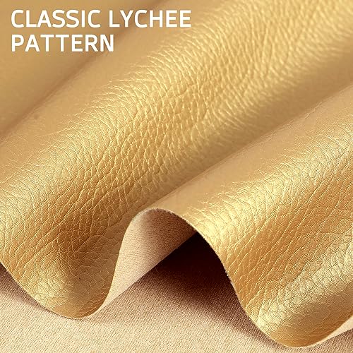 Marine Vinyl Upholstery Faux Leather Fabric, 1 Yard Gold - color: Gold, size: 1 Yard 55" x 36" (Pre-cut)