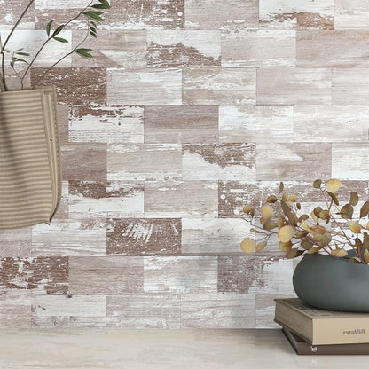 AULIGET 100 Piece Peel and Stick Backsplash PVC Tile, 3 Inch x 6 Inch Brown Birch Stick on Wall Tiles for Backsplash Kitchen, Bathroom, Laundry Room, Camper, Fireplace - color: Brown Birch