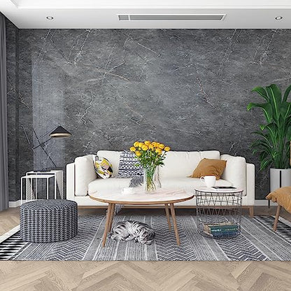 Gray Marble Contact Paper Peel Stick Grey Glossy Thick Granite Marble Wallpaper for Countertop 31.5x197 inch Waterproof Self Adhesive Furniture Stickers Kitchen Counter Bathroom Wall Vinyl Decor
