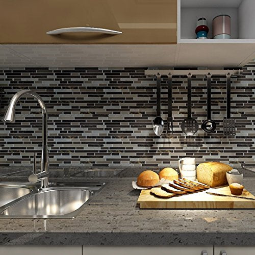 Art3d Peel and Stick Stone Wall Tile, 11.8" x 11.8", 10-Sheet, Brown Marble - color: Brown Marlbe