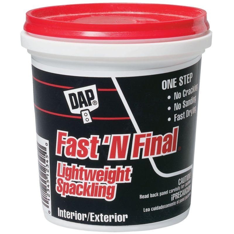 DAP Fast 'N Final Lightweight Spackling, White, 8 Oz (7079812140) (Pack of 12) - size: 8 Fl Oz (Pack of 12)