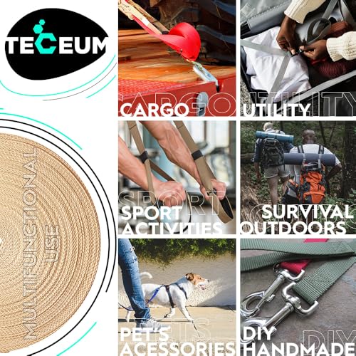 TECEUM Webbing Strap, 3/4" to 2", 10-50 Yds, Multi-Color Heavy Duty Tape - color: Champagne, size: 1"- 50 yards