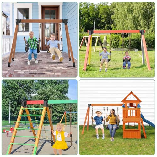 SELEWARE A Frame Swing Set Brackets for 4x4 Legs and 4x6 Beam - color: 2 End Brackets + 4 Swing Hangers