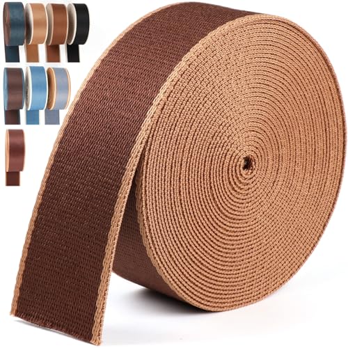 Webbing 1.5 Inch-Dark Brown Striped Webbing Straps for Bags 6 Yards -1.5 "Heavy Polyester-Cotton Webbing 1 1/2 inch Strapping for Purse Backpack Straps - color: Dark Brown-6 Yards