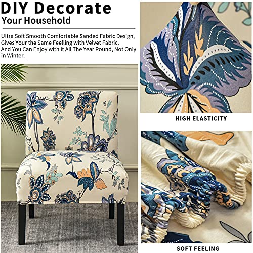 Eco-Ancheng Armless Chair Slipcover Removable Armless Accent Chairs Covers Washable Armless Slipper Chair Slipcover Printed Armless Chair Furniture Protector Covers for Living Dining Room Hotel - color: A14