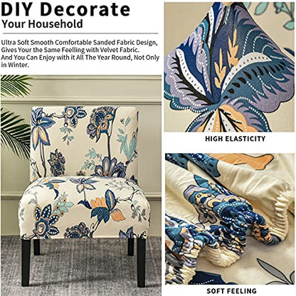 Eco-Ancheng Armless Chair Slipcover Removable Armless Accent Chairs Covers Washable Armless Slipper Chair Slipcover Printed Armless Chair Furniture Protector Covers for Living Dining Room Hotel - color: A14