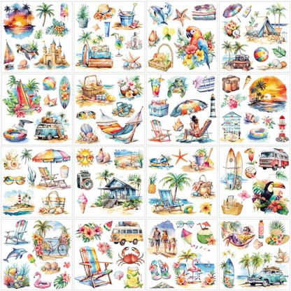 Dispowreath 16 Pcs Summer Hawaii Rub on Transfer Travel, 6x6 Ocean - style: Summer Travel