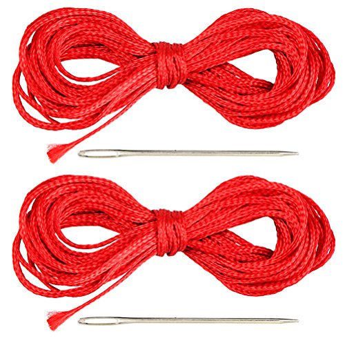 BELINOUS 2 Set Heavy Dudty Thread and Hand Needles (Red) - color: Red
