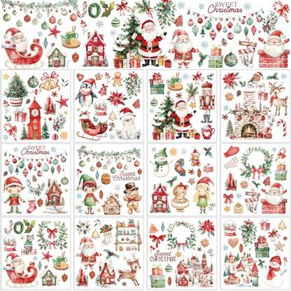 BBTO 12 Sheets Christmas Rub on Transfers for Crafts - style: Sweet