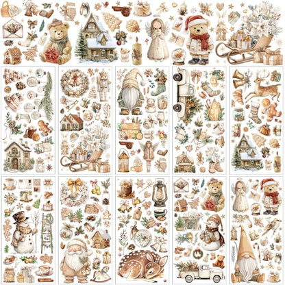 Lincia 10 Sheets Christmas Rub on Transfers for Crafts, Gnome - style: Gnome