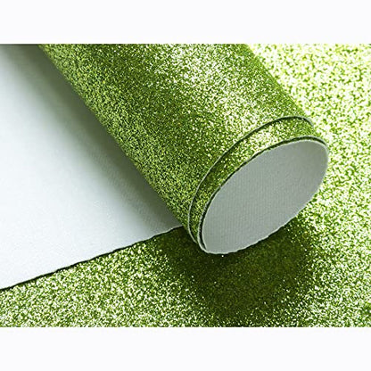 Faux Leather Sheets for Craft One Roll Sparkle Glitter Surface Solid Leather Fabric Sheets 12" x 53” (30cm x 135cm) Inch Large Size Leather Fabric (Avocado) - color: Avocado