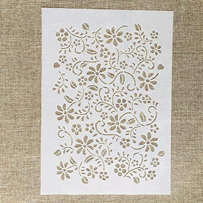 TIAMECH A4 Reusable Grass Stencil for Painting - style: Flower Grass