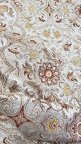 Moroccan Ornate Design Luxurious Classic Jacquard Fabric for Upholstery, Window Treatments, Craft Projects - Width 54 inches - Fabric by The Yard (Silver Rust) - color: Silver Rust