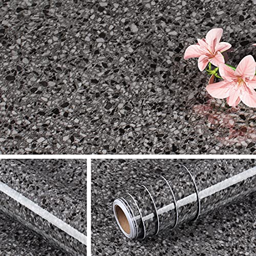 Livelynine 15.8X394 Ash Granite Contact Paper for Countertops Table Top Desk Cabinets Stick on Wallpaper for Kitchen Counters Sinks Dresser Cover Top Laminate Countertop Stick and Peel Waterproof - size: 15.8" x 394"