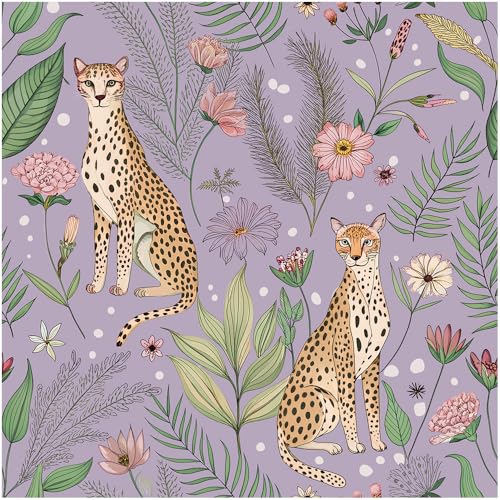 Floralplus Wallpaper Peel and Stick Removable Tropical Animal Wallpaper - color: Purple, size: 17.5" x 118"