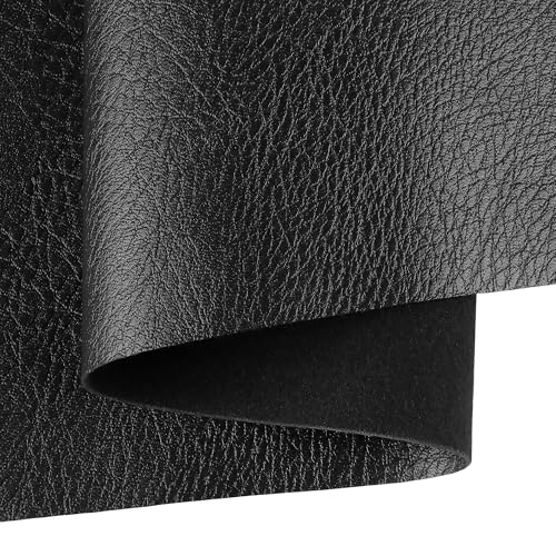 Leather for Furniture,Black Vinyl Faux Leather Sheets - color: Crack Black, size: 1 Yard