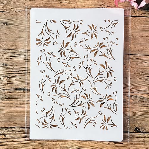 TIAMECH A4 Reusable Small Grass Stencil for Painting - style: Small Grass Leaves